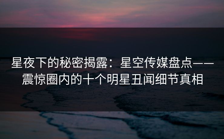 星夜下的秘密揭露:星空传媒盘点——震惊圈内的十个明星丑闻细节真相 星夜下的秘密揭露:星空传媒盘点——震惊圈内的十个明星丑闻细节真相