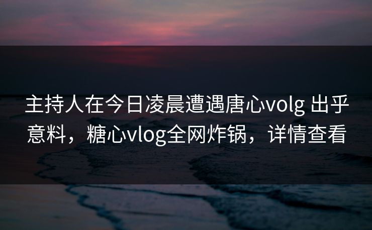 主持人在今日凌晨遭遇唐心volg 出乎意料,糖心vlog全网炸锅,详情查看 主持人在今日凌晨遭遇唐心volg 出乎意料,糖心vlog全网炸锅,详情查看