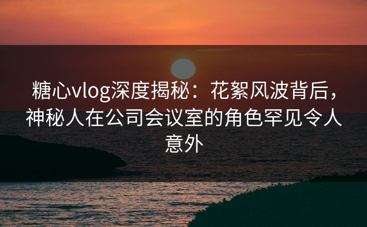 糖心vlog深度揭秘：花絮风波背后，神秘人在公司会议室的角色罕见令人意外